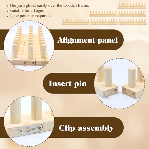 ZOCONE 46" Wooden Chunky Blanket Loom Includes Crochet Hooks, Adjustable Blanket Loom Knitting for Chunky Blanket Yarn, Hand Knitting Loom for Beginner, No Needles or Other Tools Required