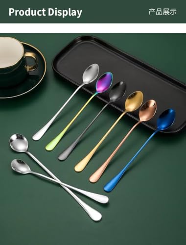 Demitasse Espresso Spoons, Coffee Spoon, 7.7Inches Stainless Steel Spoons for Dessert, Set of 6(silver) - color: Silver, size: 7.7Inch