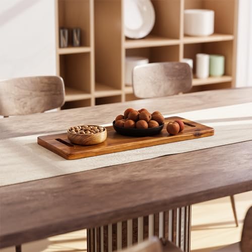 TIDITA 24" Large Acacia Wood Charcuterie Board, Built-in Handles, Raw Edge | Dual-sided Design, Extra Long Wooden Serving Cheese Boards, Rectangular Serving Platter for Meat Steak, Cracker Appetizers - color: Acacia, size: 24" x 9.8" x 1"