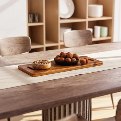 TIDITA 24" Large Acacia Wood Charcuterie Board, Built-in Handles, Raw Edge | Dual-sided Design, Extra Long Wooden Serving Cheese Boards, Rectangular Serving Platter for Meat Steak, Cracker Appetizers - color: Acacia, size: 24" x 9.8" x 1"