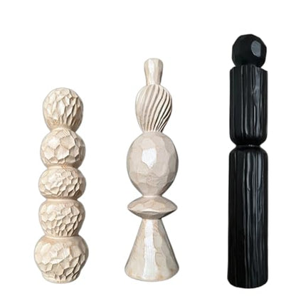 3 Pieces Geometric Resin Sculpture Minimalist Style Modern Tabletop Figurine Set Easy to Clean Abstract Statue for Bookshelf