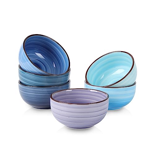 Selamica Ceramic Mini Bowls, 4 OZ Dipping Bowls, 3.5 Inch Gradient Blue Set of 6, Microwave & Dishwasher Safe - color: Gradient Blue, size: 4 Oz
