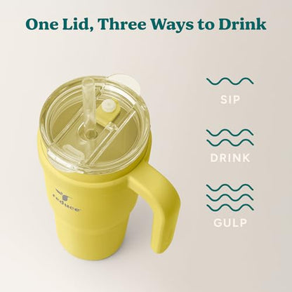 Reduce 24 oz Stainless Steel Tumbler with Handle - Dual-Wall Vacuum Insulated Travel Mug, Sweat-Proof Lid & Reusable Straw - Keeps Drinks Cold for 24 Hrs, Fits Cupholders, Dishwasher Safe -Pina Colada - color: Pina Colada, size: 24 Ounces