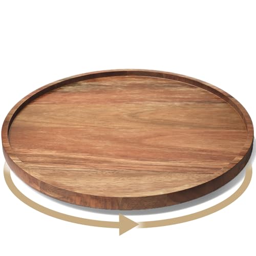 VERTORGAN Lazy Susan Bamboo Organizer for Kitchen,Cabinet(Large) | 360 Rotating Turntable,Spice Rack,Serving Tray,Pantry Vanity Organizer,Countertop Space-Saver - size: 13in