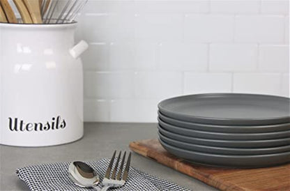 Double Line 8.25" Salad Plate, Set of 6, Matte Gray - color: Matte Gray, size: Salad Plate