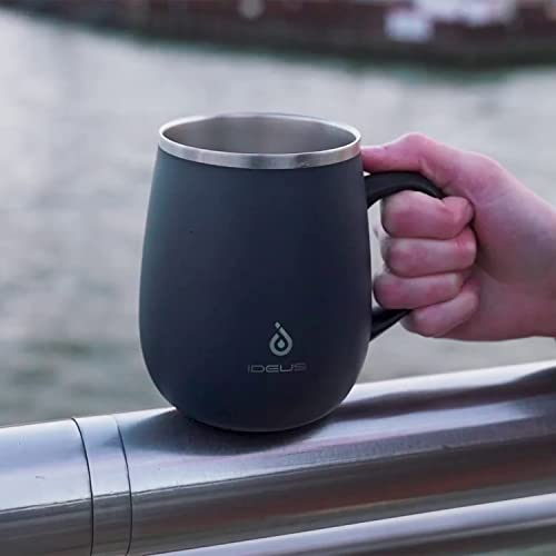 Ideus 16 oz Insulated Coffee Mug with Handle and Lid, Double Wall Stainless Steel Vacuum Thermal Coffee Mug, Travel Coffee Cup Thermal Cup for Home and Office (Storm Black, FUJI DAWN) - color: Storm Black