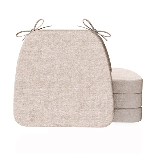 AAAAAcessories D-Shaped Chair Cushions, 2" Thick Dining Chair Pads with Ties and Removable, Machine-Washable Cover, 17" x 16", Set of 4, Oatmeal Beige - color: Oatmeal Beige, size: 4 Count(Pack of 1)