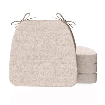 AAAAAcessories D-Shaped Chair Cushions, 2" Thick Dining Chair Pads with Ties and Removable, Machine-Washable Cover, 17" x 16", Set of 4, Oatmeal Beige - color: Oatmeal Beige, size: 4 Count(Pack of 1)