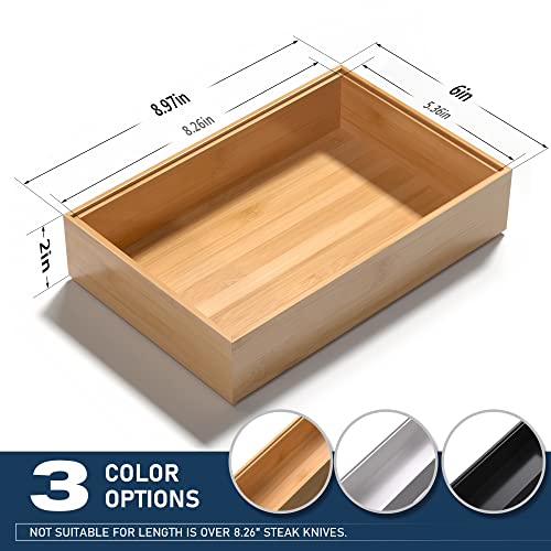 VeyFey Silverware Tray for Drawer, Stackable Kitchen Bamboo Drawer Organizer 9" x 6" x 2" Set of 2 - size: 9" x 6" x 2"
