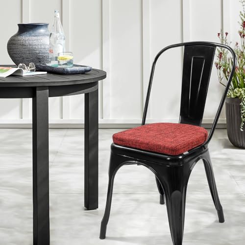 SINOSSO Memory Foam 14" Metal Chair Cushions 4 Pcs, Modern Interwoven Style Magnetic Chair Pads for Dining Kitchen Cafe Bistro Stackable Chair (U-Shape, Red, 4) - color: Red