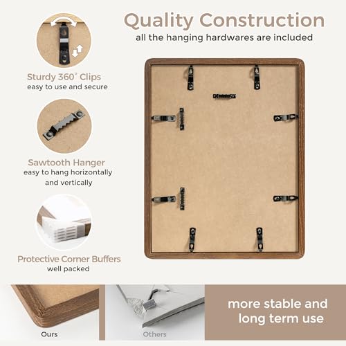 11x14 Picture Frame | Solid Oak Wood 11 x 14 Picture Frame With Mat For 8x10 | 11x14 Poster Frame | Plexiglas And Hanging Hardware Included | 11 By 14 Photo Frame Wood (Walnut, 1 Pack) - color: Walnut, size: 11''x14''-1P