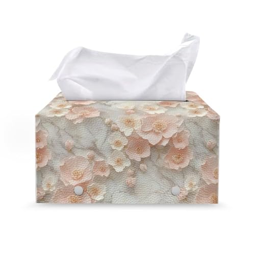Floral Marble Tissue Box Holder, Modern PU Leather Rectangular Tissue Box Waterproof Tissues Covers Decorative Tissues Organizer Home Decor Items - color: Floral Marble1