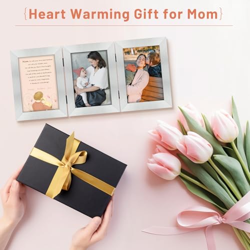 Golden State Art, 4x6 Triple Picture Frame Silver- Real Glass, 1 Pack | Trifold Photo Frame Vertical Display for Desktop - Three Folding Picture Collage - color: Silver, size: 4x6(1 Pack)