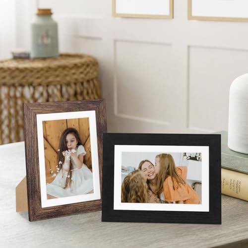Vittanly 5x7 Picture Frames Set of 12, Wall & Tabletop, Black&Brown&White | Display Pictures 4x6 with Mat or 5x7 without Mat, Small Photo Frames, Engineered Wood with Shatter Resistant Plexiglass - color: Black&Brown&White, size: 5x7