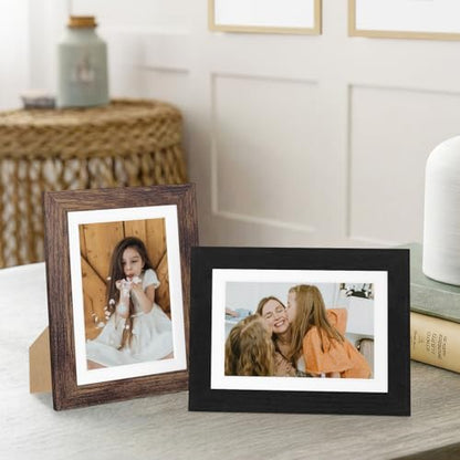 Vittanly 5x7 Picture Frames Set of 12, Wall & Tabletop, Black&Brown&White | Display Pictures 4x6 with Mat or 5x7 without Mat, Small Photo Frames, Engineered Wood with Shatter Resistant Plexiglass - color: Black&Brown&White, size: 5x7