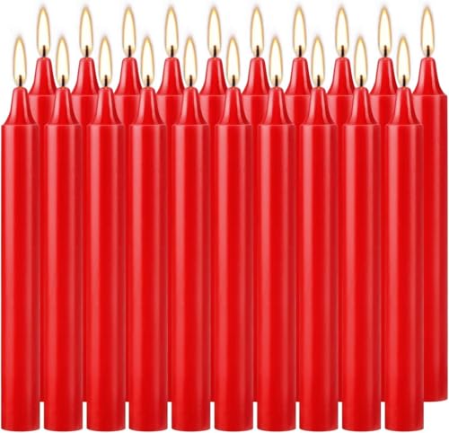 Red Taper Candles, Unscented Spell & Chime Candles, 4 Inch, 100% Cotton Wick, 2-Hour Burn Time, 40 Pack - color: 40 Red