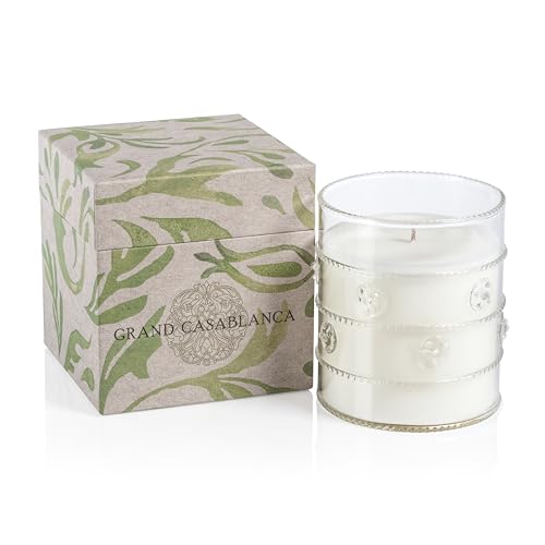 Zodax Grand Casablanca Scented Jar Candle, 12 oz - Water Lotus | Decorative glass jar candle, Clean aquatic floral and herbal scent, 65 hours burn time, Gift box included - size: 12 oz/ 1 pack