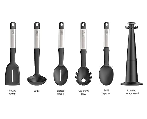 Joseph Joseph Elevate 5-piece Silicone Kitchen Utensils Carousel, BPA Free, Heat Resistant Non Stick Utensil Set, Weighted Stainless Steel Handles - style: Utensils Set
