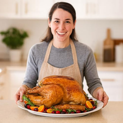 HIC Kitchen Turkey Embossed Serving Platter, Fine Porcelain, Oversized