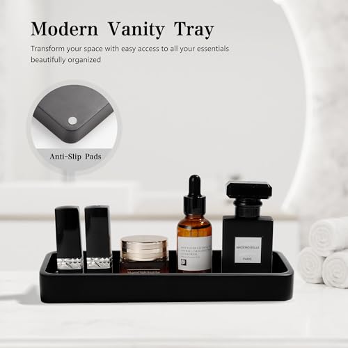 Bathroom Accessories Set, 4 Piece Toothbrush Holder Set, Matte Black | Bathroom Accessory Set with Soap Dispenser, Toothbrush Holder, Tumbler, Vanity Tray, Bathroom Sink Set for Modern Home Decor - style: Matte Black
