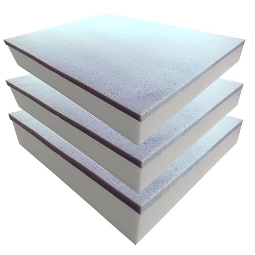 Foamma 2" x 24" x 24" 3-Pack Gel Memory Foam with High-Density Base, Cooling Pressure Relief, Cushion Filler for Couches and Chairs, Memory Foam Pad for Furniture Stuffing - color: Gel Memory Foam, size: 2" x 24" x 24", style: 3 Pack