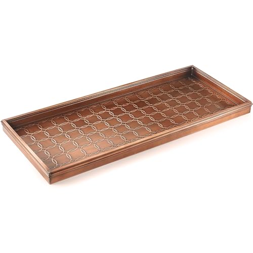 Good Directions Large Boot Tray, Circles Multi-Purpose All Weather Decorative Boot Tray, Shoes, Plants, Garage, Patio Door, Pet Bowls, 34 inch Entry Indoor Shoe Tray, Copper Finish - color: Copper- Circles