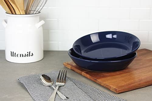 Double Line 9.5"/36 oz Dinner Bowl, Set of 2, Cobalt Blue - color: Cobalt Blue, size: Dinner Bowl