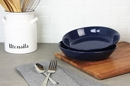 Double Line 9.5"/36 oz Dinner Bowl, Set of 2, Cobalt Blue - color: Cobalt Blue, size: Dinner Bowl