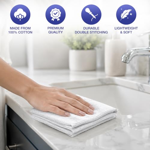 Soft Classic Towel Set - Ultra-Absorbent, Quick-Drying & Durable 12-Piece Towels - Ringspun Cotton Loops for Plush Comfort - Lightweight & Long-Lasting Bathroom Essentials - (White, Wash Cloth) - style: Wash Cloth