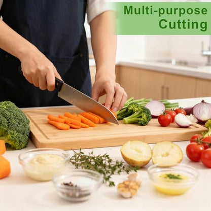 Bamboo Cutting Board, Wood Chopping Board with Juice Groove and Handle, 12×9 Inch Lightweight Kitchen Cutting Board for Fruit, Vegetables, Bread, Cheese, Snacks, Meat, BBQ, and Serving - color: Natural Bamboo, size: Medium | 11.8''L x 9''W x 0.6''T
