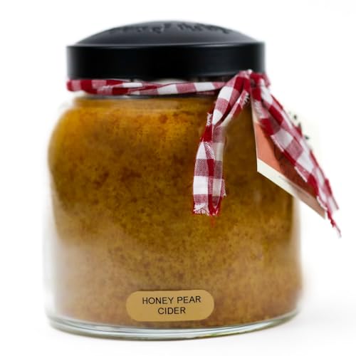 A Cheerful Giver — Honey Pear Cider - 34oz Papa Scented Candle Jar with Lid - Keepers of the Light - 155 Hours of Burn Time, Gift for Women, Orange - size: 34oz