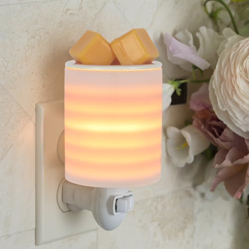Plug in Wax Melt Warmer for Scented Wax,Ceramic Plug in Wax Warmer,Electric Cube Melter for Scents and Fragrance,Candle Melter Plug in Wall for Home, Office and Spa（B-White Porcelain ） - color: 3-white Porcelain