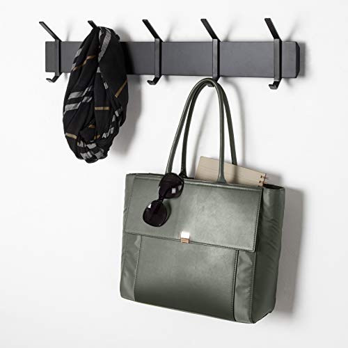 Kate and Laurel Rossmore Farmhouse 5-Hook Wall Hanging Coat Rack, Black, Modern Hanging Rack for Coats, Bags, Or Pots and Pans - color: Black