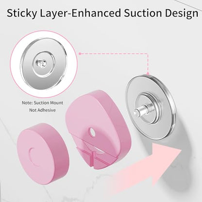 KEGII Suction Cup Shower Caddy 3 Pack, Bathroom Storage Shelf, Pink | Rustproof Stainless Steel Design with Soap Holder and Hooks, Removable No Drill Storage for Shampoo and Bath Accessories