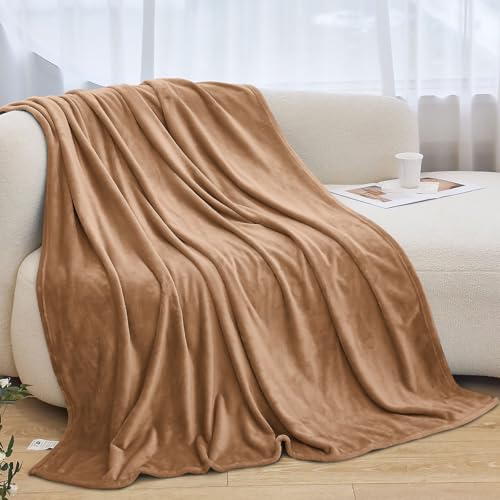 Twin Fleece Blankets for Women, Silky Flannel Fuzzy Blanket for All Season, Cozy Lightweight Blanket for Couch, Bed, Sofa, 60" x 80", Camel, Twin - color: Camel, size: Twin