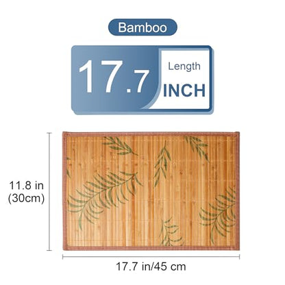 LOVECASA Placemats Set of 6, Bamboo Table Mats Set with Leaf Pattern, 18'' × 12'' Woven Placemat, Washable Heat-Resistant Place Mats for Kitchen, Brown Leaf - color: Brown