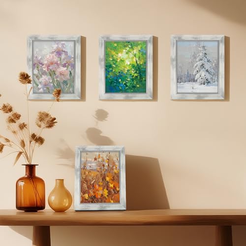 XUANLUO 8x10 Picture Frames Set of 4 Rustic Retro Photo Frame with HD Plastic Cover for Wall Mount and Tabletop Display Family Friends Wedding Gift - color: white-4pcs, size: 8 x 10 inch