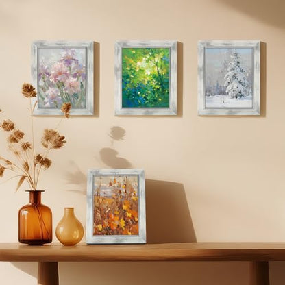 XUANLUO 8x10 Picture Frames Set of 4 Rustic Retro Photo Frame with HD Plastic Cover for Wall Mount and Tabletop Display Family Friends Wedding Gift - color: white-4pcs, size: 8 x 10 inch
