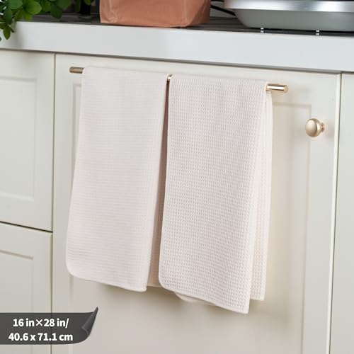 POLYTE 340 GSM Microfiber Waffle Kitchen Dish Tea Towel, 16x28 in, 12 Pack | Lint Free, Quick Dry - color: Off White, size: 16x28 in