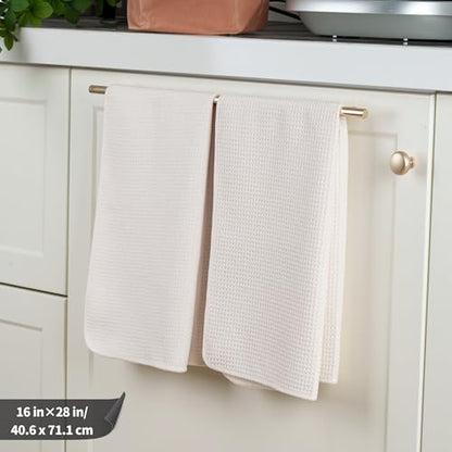 POLYTE 340 GSM Microfiber Waffle Kitchen Dish Tea Towel, 16x28 in, 12 Pack | Lint Free, Quick Dry - color: Off White, size: 16x28 in