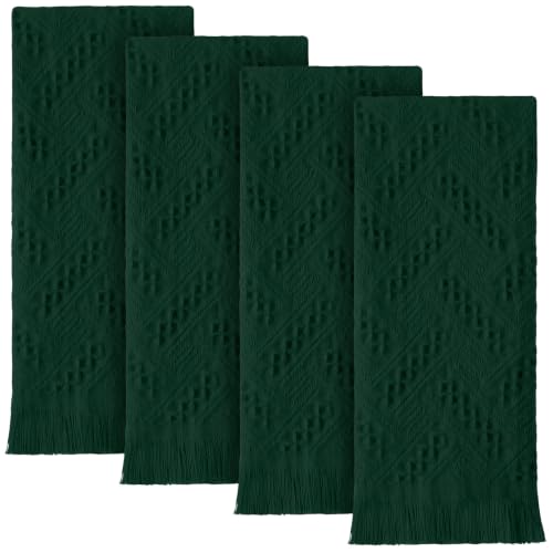 HunnmingRe 24 Pack Boho Hand Towel for Kitchen,Forest Green | 14x30 Inch, 100% Turkish Cotton, Summer Boho Decorative ,Towel Waffle ,Farmhouse Decor ,Absorbent Soft ,Guest Gift - color: Forest Green