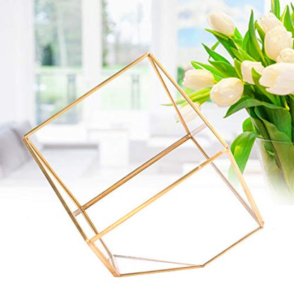Geometric Glass Planter Gold Terrarium Container Home Desktop Decoration