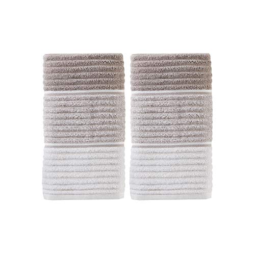 SKL Home Planet Ombre 100% Turkish Cotton Premium 2-Piece Hand Towel Set, 600 GSM, Soft & Absorbent, Taupe - color: Planet Ombre, Taupe, style: 2-Piece Hand Towel Set