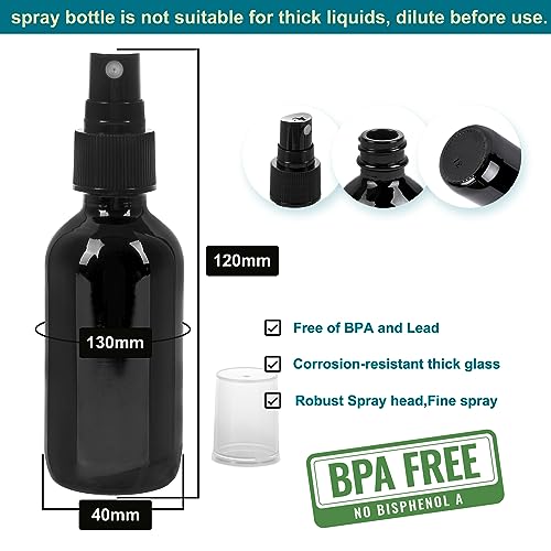 NOOEEISS Black Glass Small Spray Bottle 2 oz 48 Packs,Fine Mist Sprayer Small Clear Bottles,Refillable Containers mini spray bottles for Cleaning Solutions and Skin Care (Black 48pcs) - color: Black, size: 48Pack