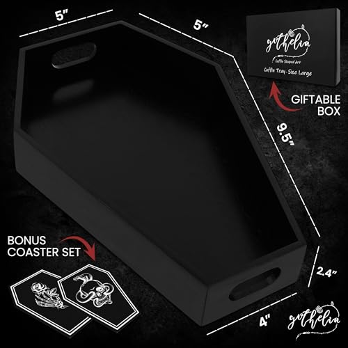 Coffin Tray – Coffin Charcuterie Board, Coffin Tray Spooky Serving Platter for Party, Haunted Table Centerpiece, Wooden Coffin Decor Gothic Haunted House Halloween Decor, Medium (13.7" L x 8.8" W)