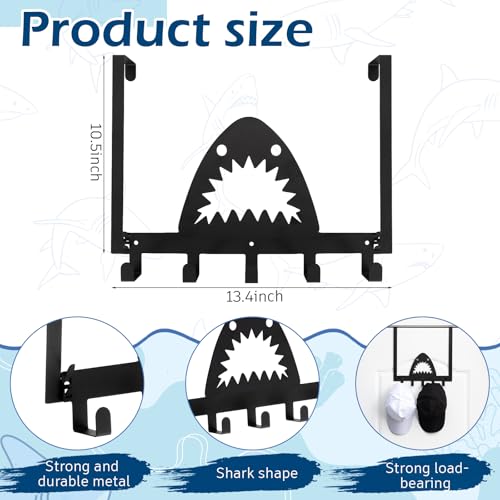 Reallnaive Shark Over The Door Hooks Bathroom Decoration Hanger Wall Mount Art Funny Rack Holder for Towel, Hat, Coat, Cloth, Keychain, Bag, Christmas Gift - style: Shark