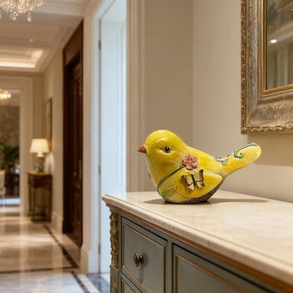 Home Shelf Decor, Yellow Bird Statue - color: Yellow