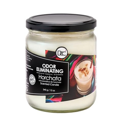 Horchata Odor Eliminating Highly Fragranced Candle - Eliminates 95% of Pet, Smoke, Food, and Other Smells Quickly - Up to 80 Hour Burn time - 12 Ounce Premium Soy Blend - color: Horchata