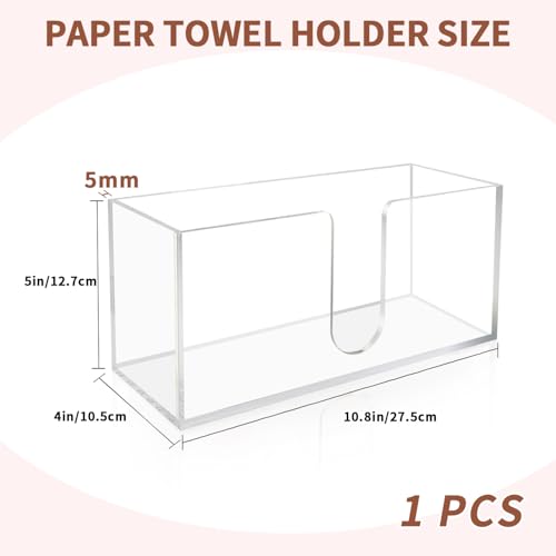 Acrylic Paper Towel Holder, 1 Pack Clear U-Shaped Countertop Dispenser Tray | Acrylic Paper Towel Dispenser Fits C-Fold, Z-Fold And Trifold Towels; 5mm Clear Tray For Bathroom, Kitchen And Office Spaces - color: Clear