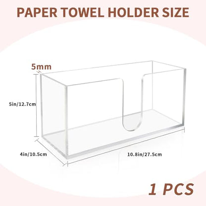 Acrylic Paper Towel Holder, 1 Pack Clear U-Shaped Countertop Dispenser Tray | Acrylic Paper Towel Dispenser Fits C-Fold, Z-Fold And Trifold Towels; 5mm Clear Tray For Bathroom, Kitchen And Office Spaces - color: Clear